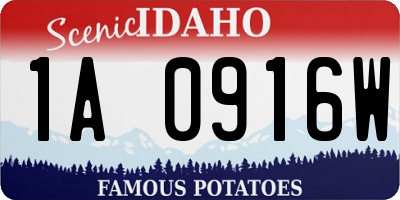 ID license plate 1A0916W