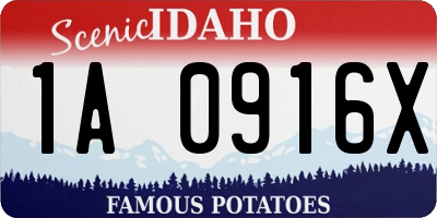 ID license plate 1A0916X