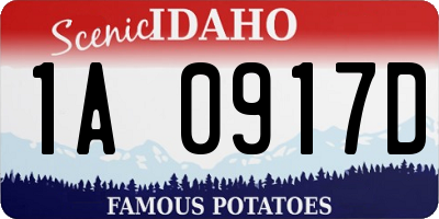 ID license plate 1A0917D