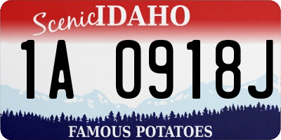 ID license plate 1A0918J
