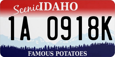 ID license plate 1A0918K