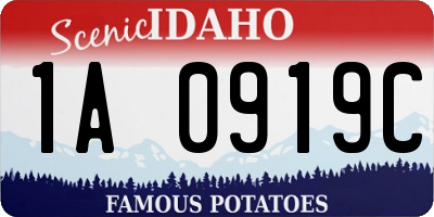 ID license plate 1A0919C