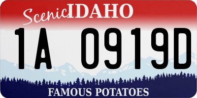 ID license plate 1A0919D