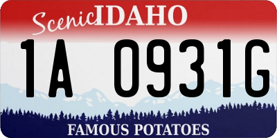 ID license plate 1A0931G