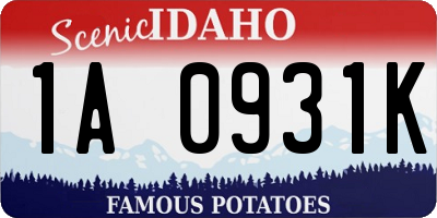 ID license plate 1A0931K