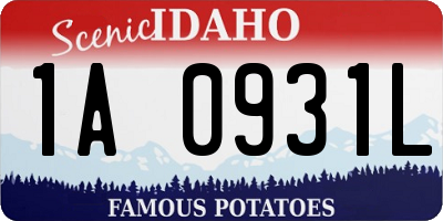 ID license plate 1A0931L
