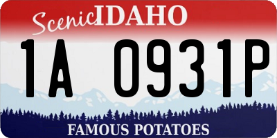 ID license plate 1A0931P