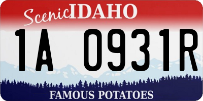 ID license plate 1A0931R