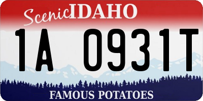 ID license plate 1A0931T