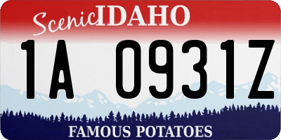 ID license plate 1A0931Z