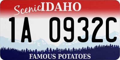 ID license plate 1A0932C