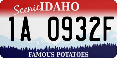 ID license plate 1A0932F