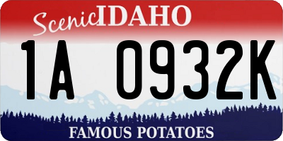ID license plate 1A0932K