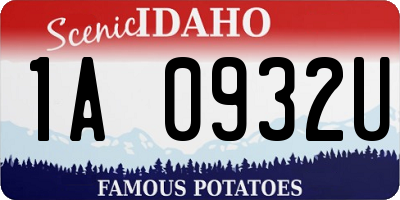ID license plate 1A0932U