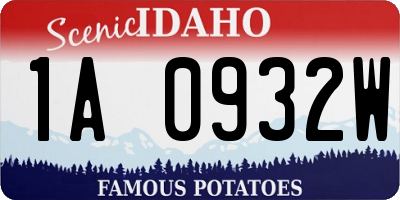 ID license plate 1A0932W