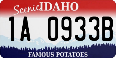 ID license plate 1A0933B