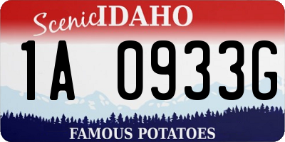 ID license plate 1A0933G