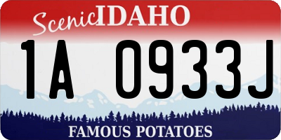 ID license plate 1A0933J