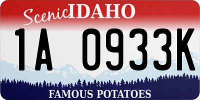 ID license plate 1A0933K