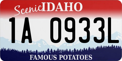 ID license plate 1A0933L