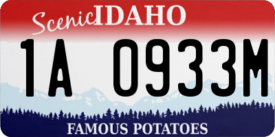 ID license plate 1A0933M