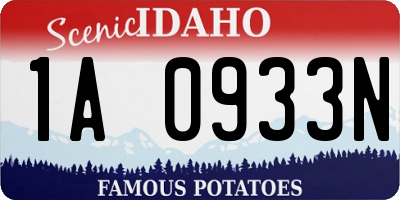 ID license plate 1A0933N
