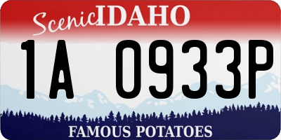 ID license plate 1A0933P