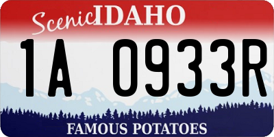 ID license plate 1A0933R