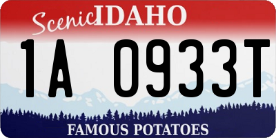 ID license plate 1A0933T