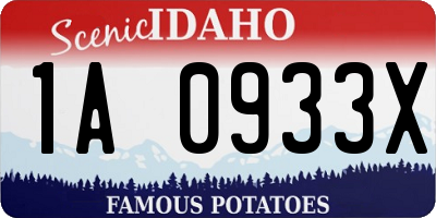 ID license plate 1A0933X