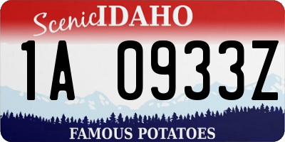 ID license plate 1A0933Z