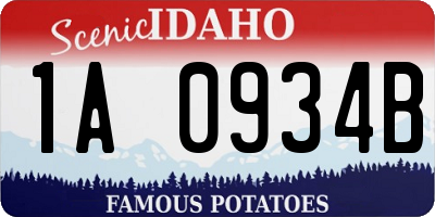 ID license plate 1A0934B