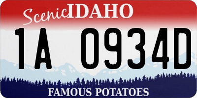 ID license plate 1A0934D