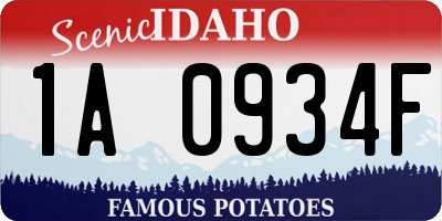 ID license plate 1A0934F