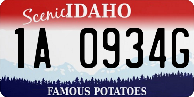 ID license plate 1A0934G
