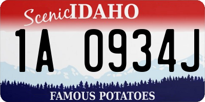 ID license plate 1A0934J