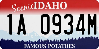 ID license plate 1A0934M