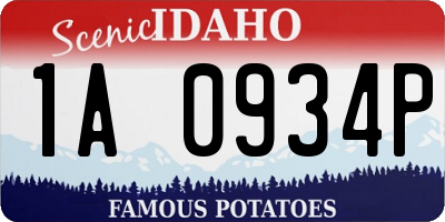 ID license plate 1A0934P