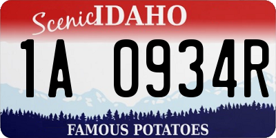 ID license plate 1A0934R