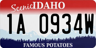 ID license plate 1A0934W
