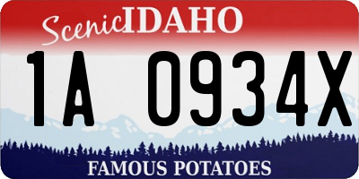 ID license plate 1A0934X