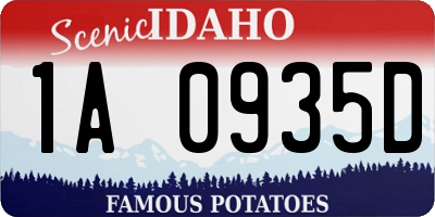 ID license plate 1A0935D