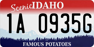 ID license plate 1A0935G