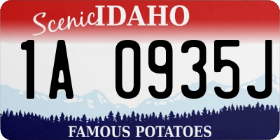 ID license plate 1A0935J