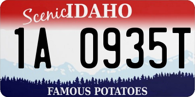 ID license plate 1A0935T