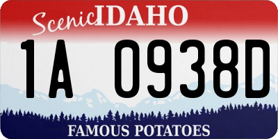ID license plate 1A0938D