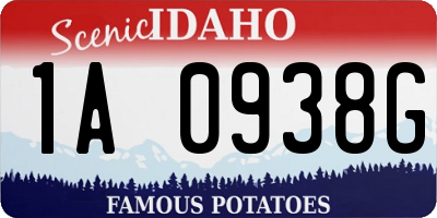 ID license plate 1A0938G
