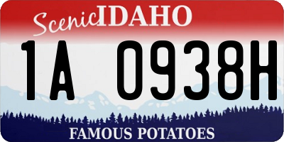 ID license plate 1A0938H