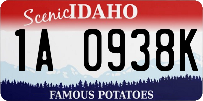 ID license plate 1A0938K