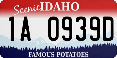 ID license plate 1A0939D